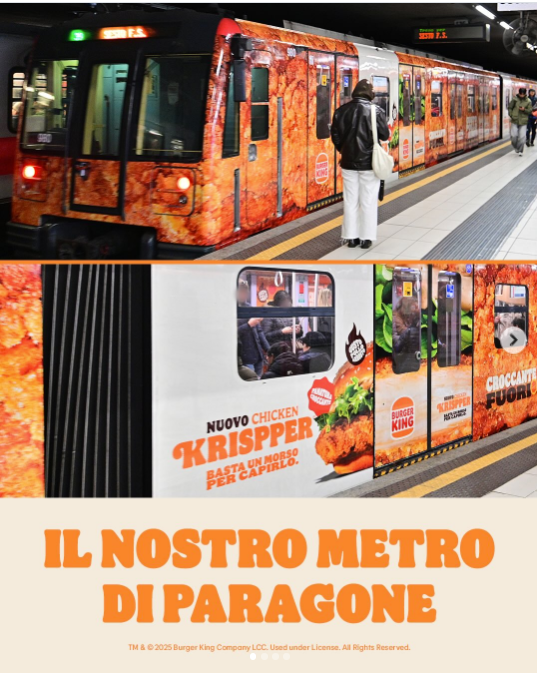 BURGER KING E PUBBLICITA' IN METROPOLITANTA